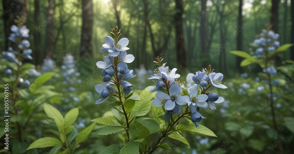 Delicate wild blueberry blossoms on bush in the woods, wild, woods Delicate wild blueberry blossoms on bush in the woods, wild, woods