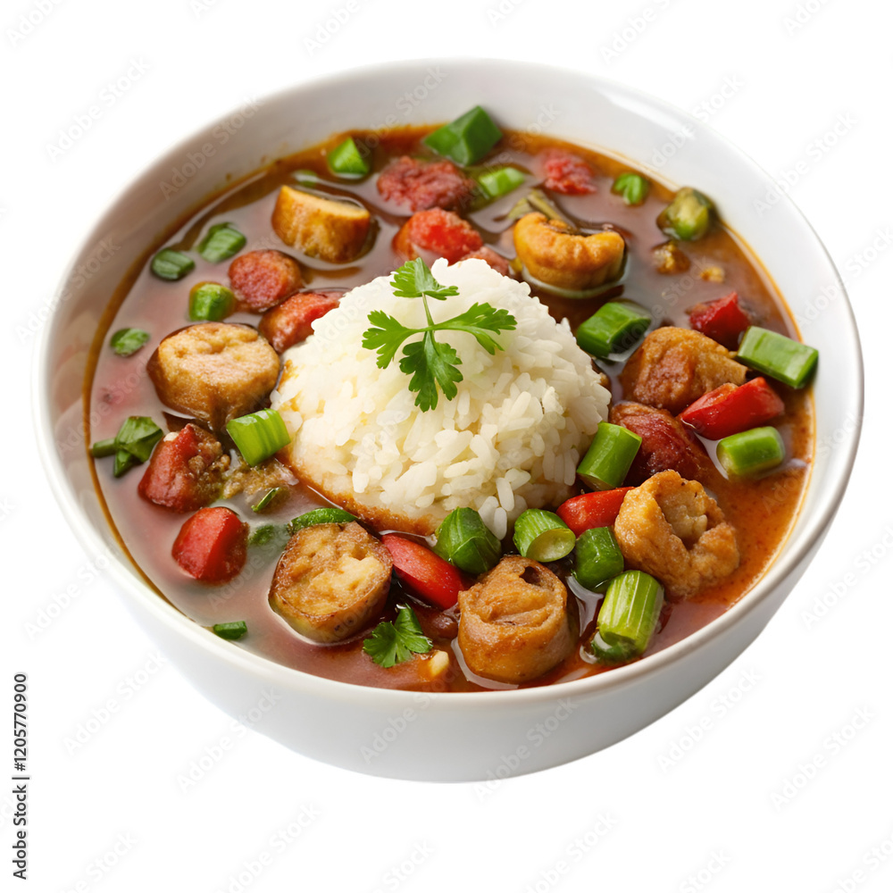 Gumbo in bowl isolated on transparent background Gumbo in bowl isolated on transparent background
