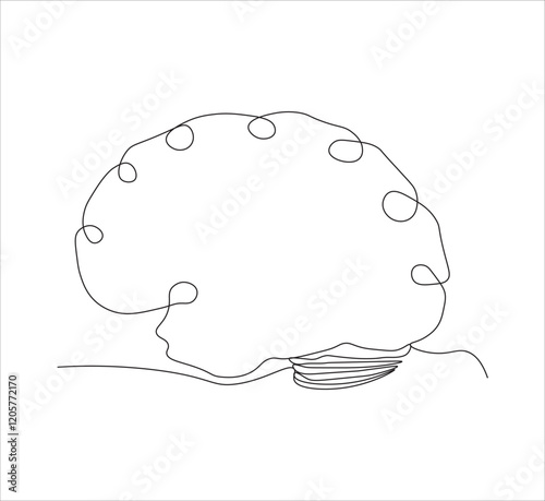 One continuous line drawing of human brain concept. single line of human brain organ illustration.  editable outline