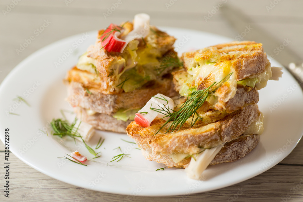 Sandwiches with vegetable and cheese filling Sandwiches with vegetable and cheese filling