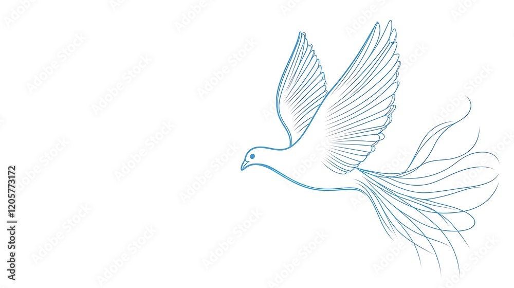Obraz premium Artistic depiction of a dove mid-flight.