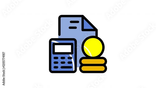 Calculator, document, dollar sign, stack coins suitable for finance or budgeting concepts in presentations, articles, or social media posts.
