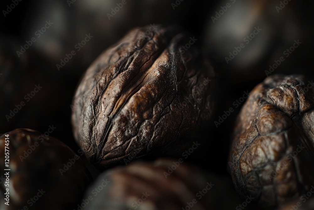 Closeup Walnuts Texture Dark Food Photography Closeup Walnuts Texture Dark Food Photography