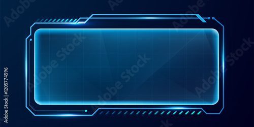 Technology box blue with glowing line vector editable