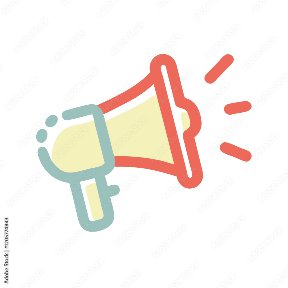 Colorful megaphone icon with sound waves on transparent background
Colorful megaphone icon with sound waves on transparent background