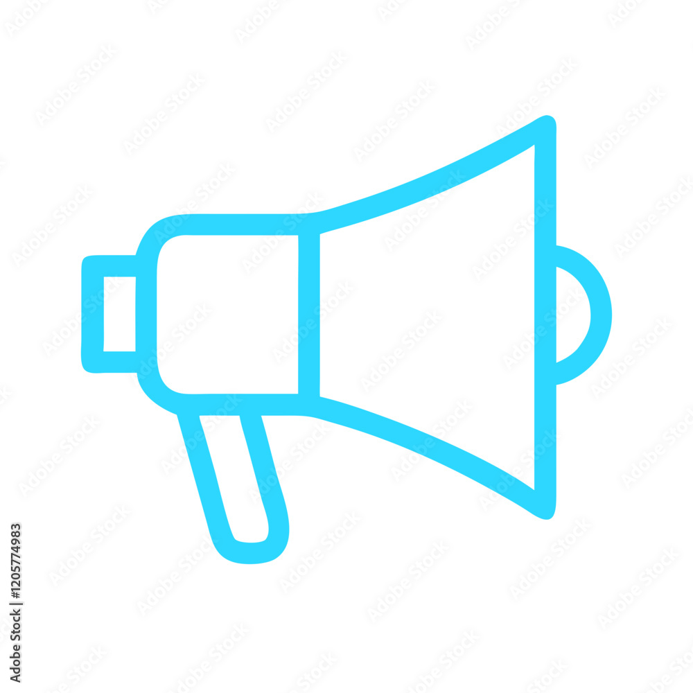 Simple blue megaphone icon with sound waves on transparent background Simple blue megaphone icon with sound waves on transparent background