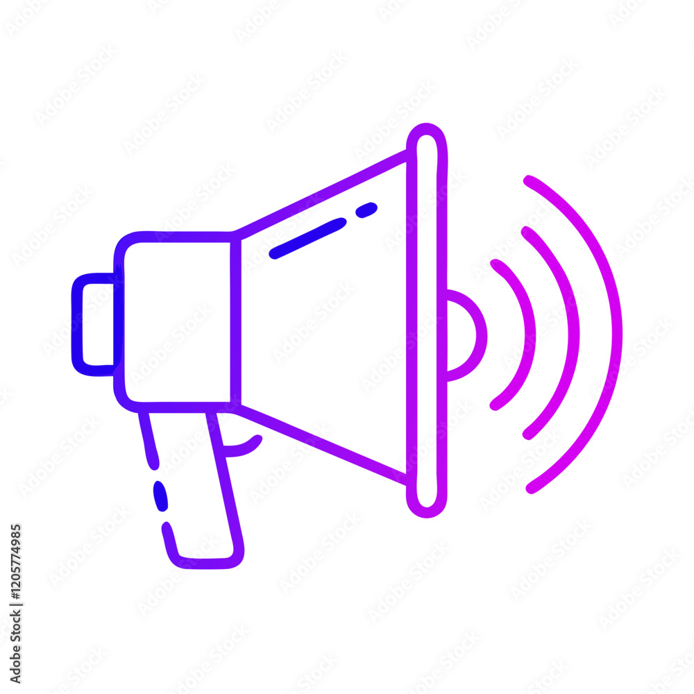 Gradient megaphone icon with sound waves on transparent background
Gradient megaphone icon with sound waves on transparent background