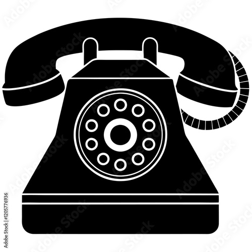  Bakelite telephone silhouette vector icon illustration, telephone on white background.