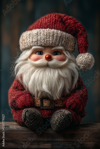 Handcrafted Christmas Ornament in Cozy Red Hues with Snowy Highlights, 降りしきる雪を背景に、温かい赤色の手作りクリスマスオーナメント.Generative AI