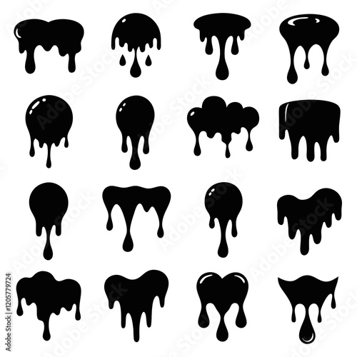 Collection of Dripping and Spilled Liquid Shapes vector design