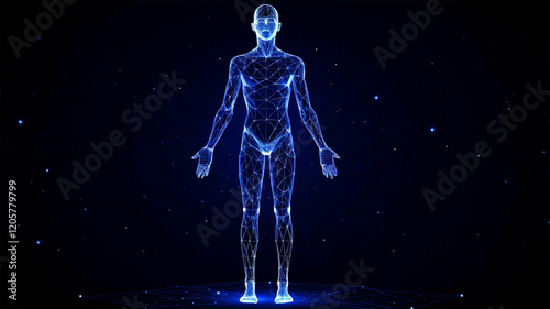 Futuristic digital representation of the human body.