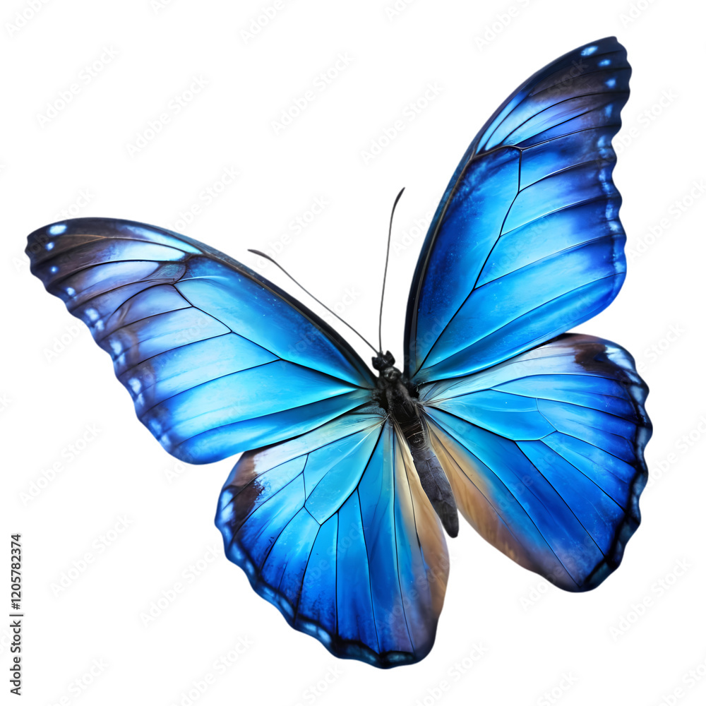 Obraz premium Azure Wings: A Stunning Close-Up of a Vibrant Blue Butterfly 곤충 チョウ macro fauna crisp sharp plant 