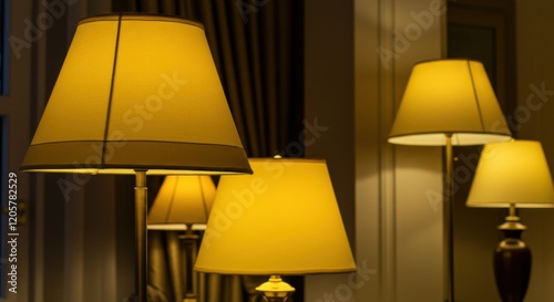 Wallpaper Mural Multiple Yellow Lamps Creating a Soft Ambience Torontodigital.ca