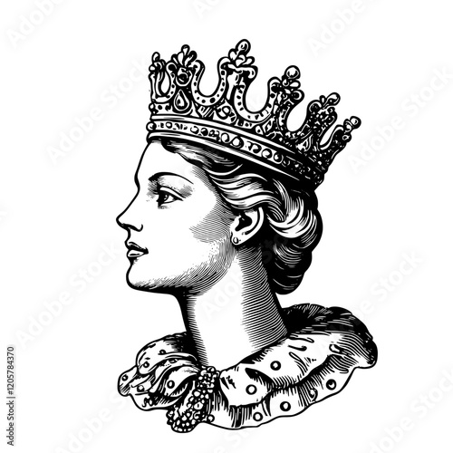 Elegant crown illustration of a queen showcasing regal beauty and fine details. Generative AI