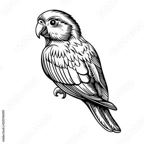 Captivating illustration of a parrot perched gracefully with detailed feather patterns and intricate features. Generative AI