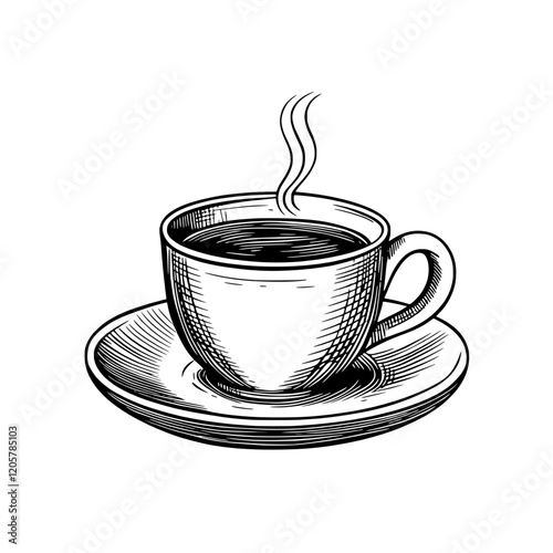 Warm cup of coffee on a saucer with steam rising in a cozy setting, perfect for relaxation and enjoyment. Generative AI