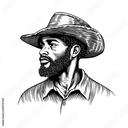 Portrait of a man wearing a hat, showcasing rural life and tradition in a historical context. Generative AI