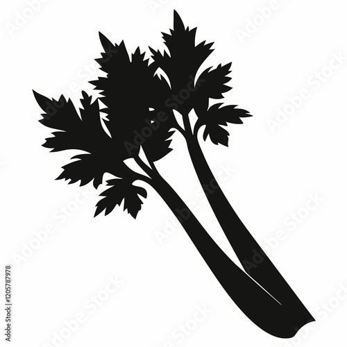 Abstract Celery Shape Artistic Black Silhouette