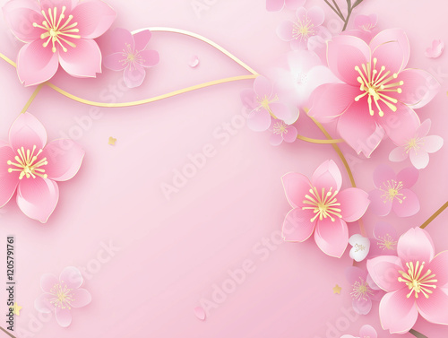 Elegant pink background featuring cherry blossom flowers with a subtle delicate design