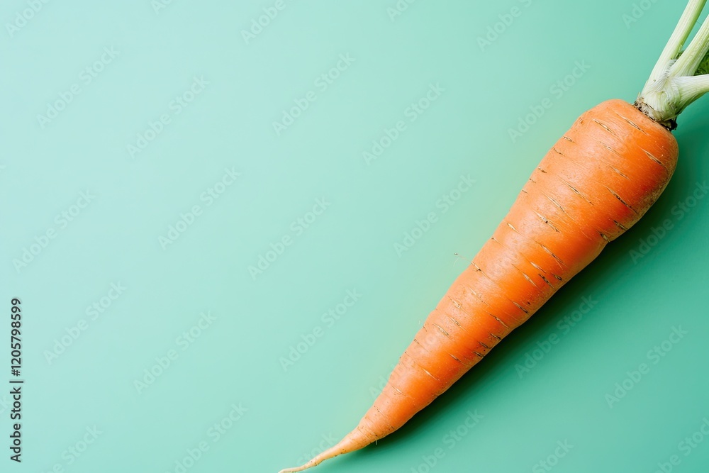 single carrot placed diagonally on smooth pastel green background with faint natural shadows single carrot placed diagonally on smooth pastel green background with faint natural shadows
