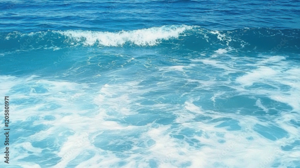 Pure blue turquoise water texture of the ocean sea with foam from and waves Pure blue turquoise water texture of the ocean sea with foam from and waves