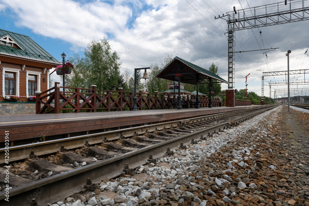 YEKATERINBURG, Shuvakish Retro Railway Station. A typical station of the Ural Mining and Metallurgical railway of the early twentieth century YEKATERINBURG, Shuvakish Retro Railway Station. A typical station of the Ural Mining and Metallurgical railway of the early twentieth century