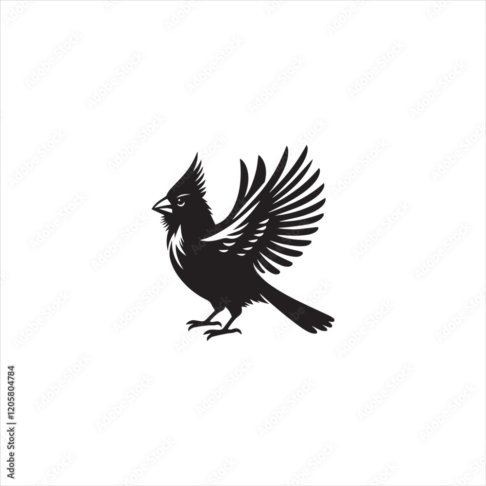Fototapeta premium Black Silhouette Vector bird on a branch