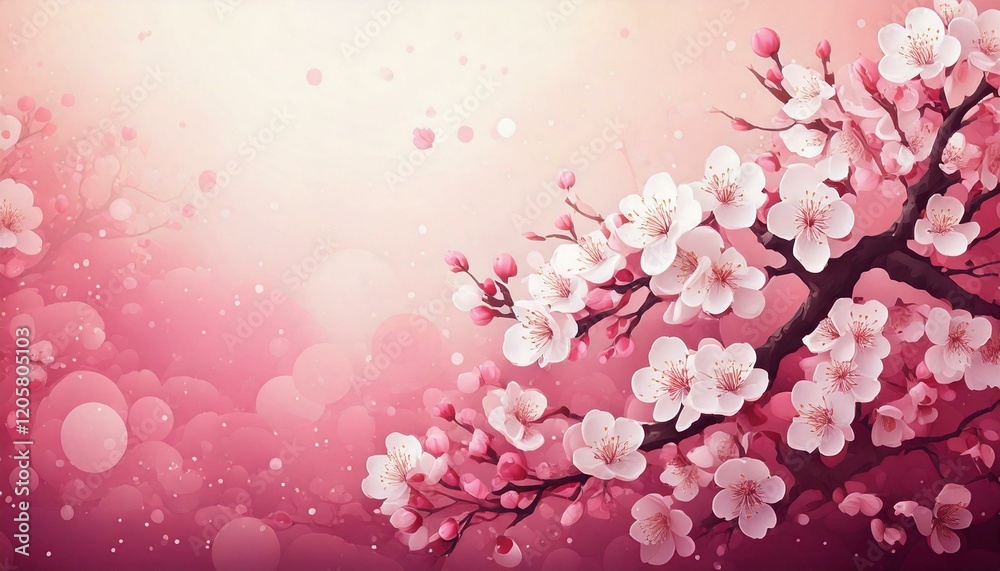 桜の花と幻想的な背景のイラスト 桜の花と幻想的な背景のイラスト