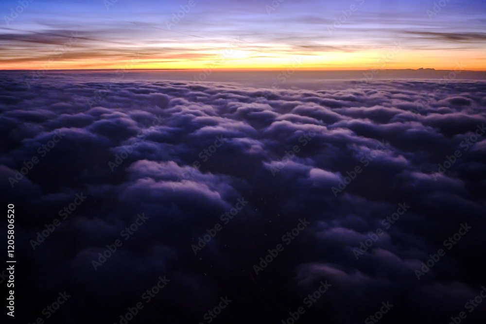 mornin sunrise over the bed of the clouds with twilight color scene mornin sunrise over the bed of the clouds with twilight color scene
