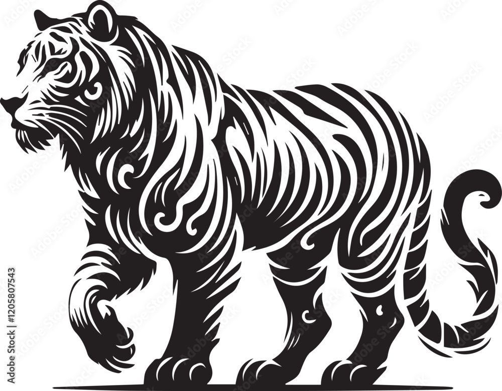 Majestic Tiger Silhouette Vector Majestic Tiger Silhouette Vector