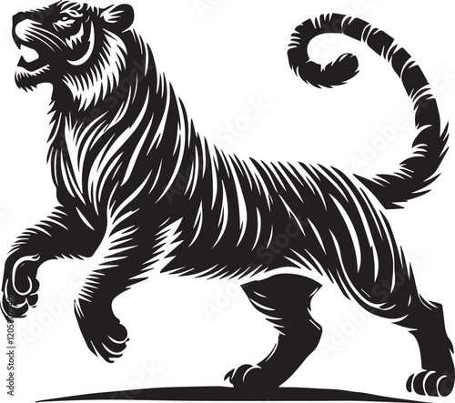 Majestic Tiger Silhouette Vector