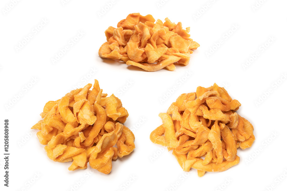 Dried melon slices isolated on a white background. Dried melon slices isolated on a white background.