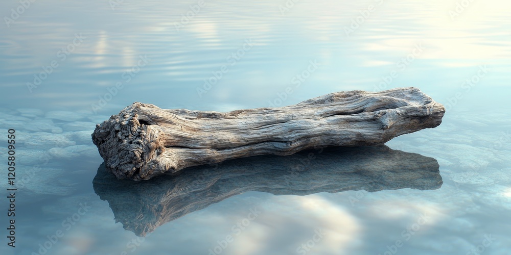 Serene Driftwood on Calm Water Surface Serene Driftwood on Calm Water Surface