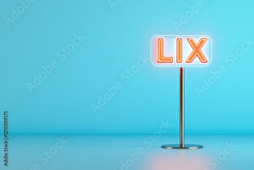 minimalist cartoon scoreboard icon displaying lix with bold holographic gradient colors in 3d emoji render