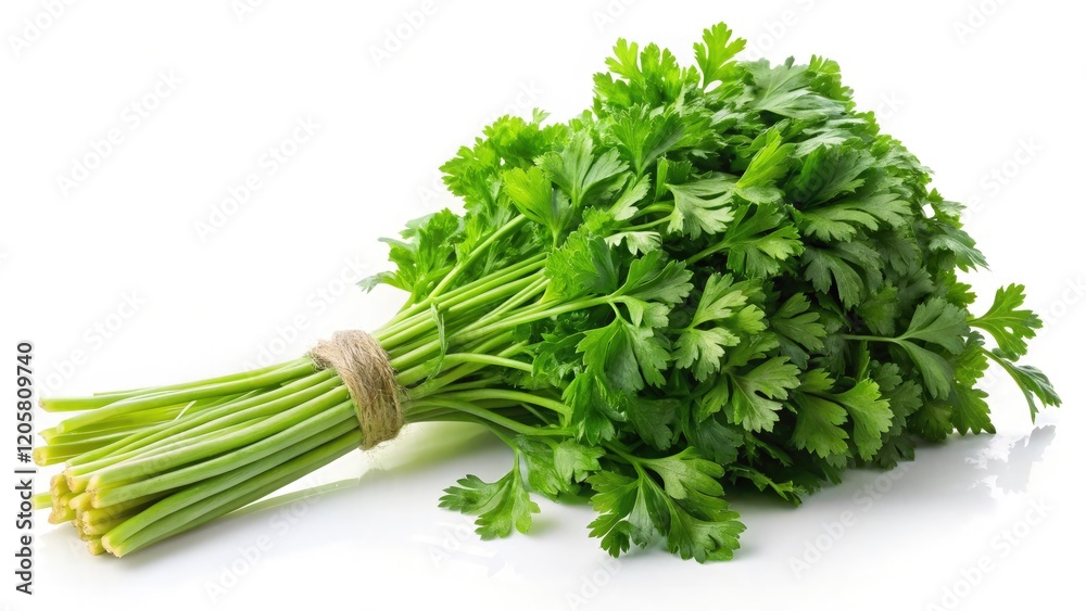 Fresh Parsley Bunch Ready for Culinary Use on a White Background. Generative AI Fresh Parsley Bunch Ready for Culinary Use on a White Background. Generative AI