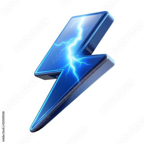Electrifying 3D Thunder Icon: Power, Energy, Lightning Bolt, Electric Charge Symbol, Digital Design 
