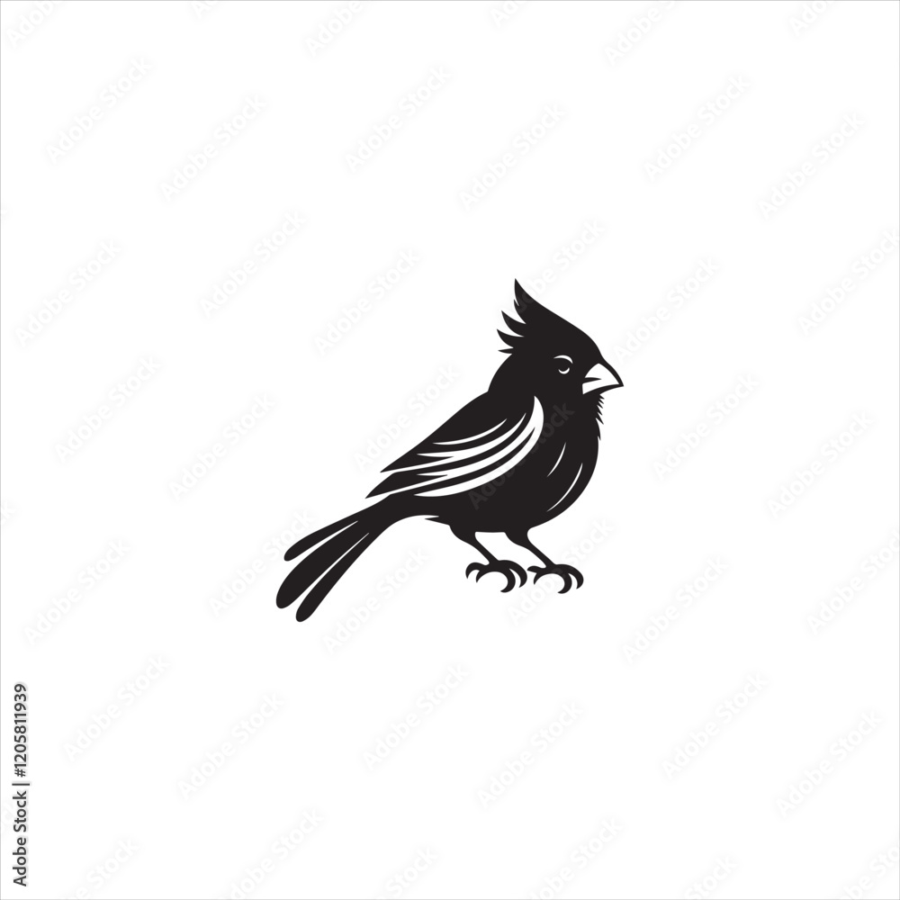 Fototapeta premium Black Silhouette Vector bird on a branch
