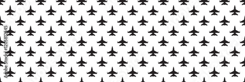 horizontal seamless of black fighter plane for pattern and background.