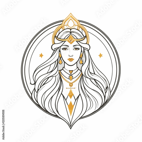 Virgo zodiac sign logo, Wheel of Twelve Symbols, Horoscope and Astrology, Fortune Telling, white Background.