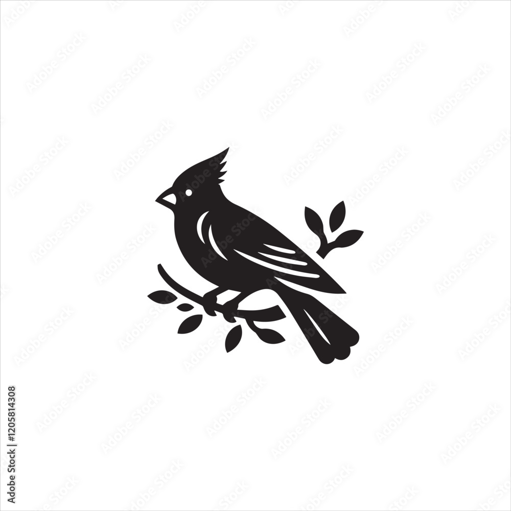 Fototapeta premium Black Silhouette Vector bird on a branch