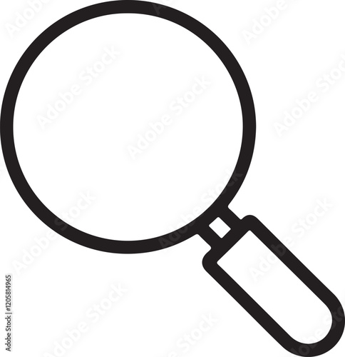 magnifying glass on a white background. Magnifier icon. A clean, minimalist black outline vector graphic of a magnifying glass.