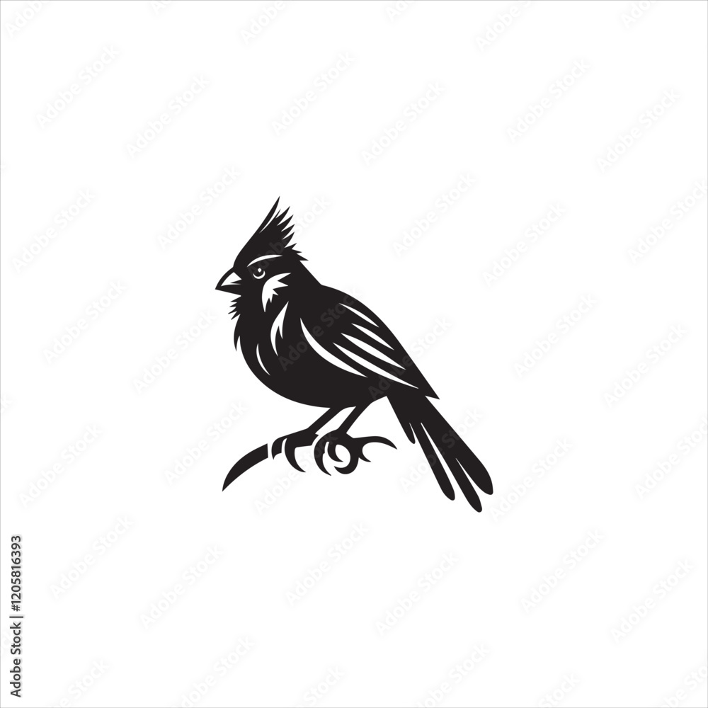 Black Silhouette Vector bird on a branch Black Silhouette Vector bird on a branch