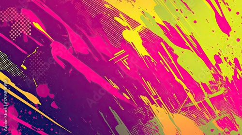 Abstract vibrant paint splatter background.