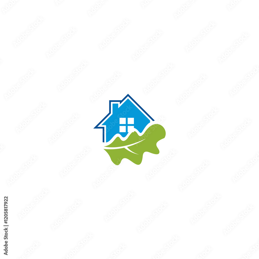 Green house logo home and green oak vector design template Green house logo home and green oak vector design template