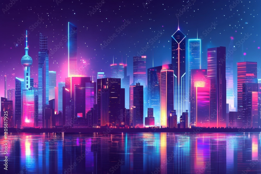 Neon Lights in a Futuristic Cityscape Neon Lights in a Futuristic Cityscape