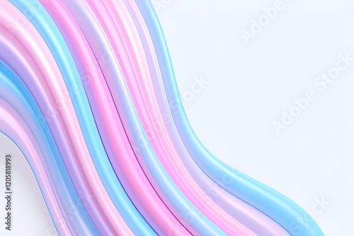 Abstract pastel pink and blue wavy stripes background.