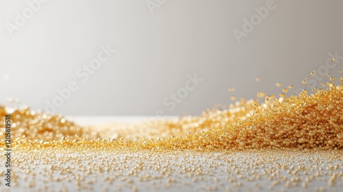 Golden glitter sparkles and shimmering bokeh background – luxurious abstract design