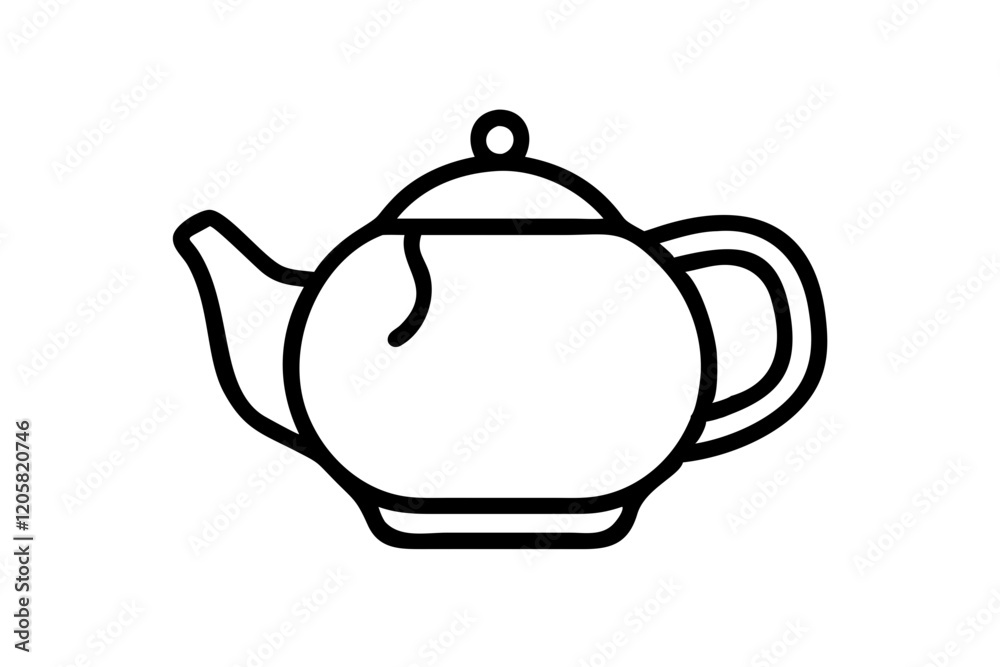 Tea Pot Isolated on Black with White Background-vector Illastration. Tea Pot Isolated on Black with White Background-vector Illastration.