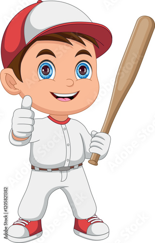 boy baseball player gives a thumbs up