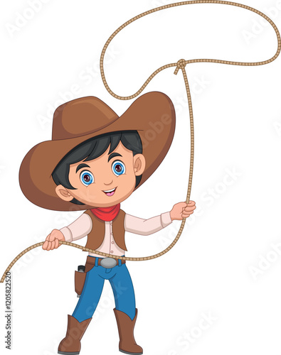 cartoon cowboy twirling lasso